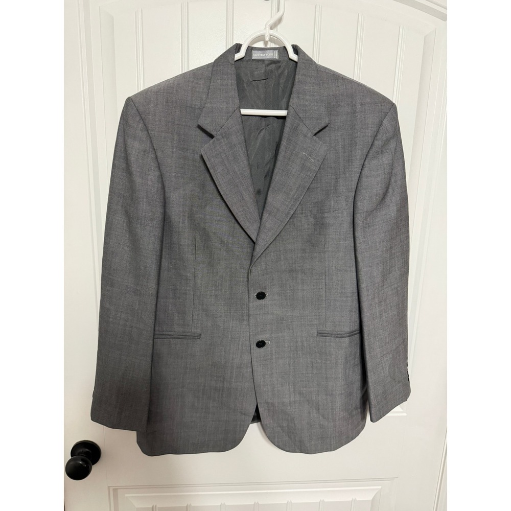 Geoffrey Beene Sport Coat Mens 40S Gray Herringbone Wool Mohair Blazer EUC